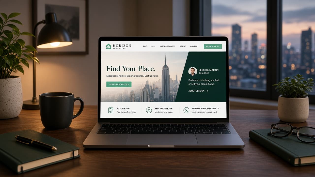 Realtor storefront website displayed on a laptop