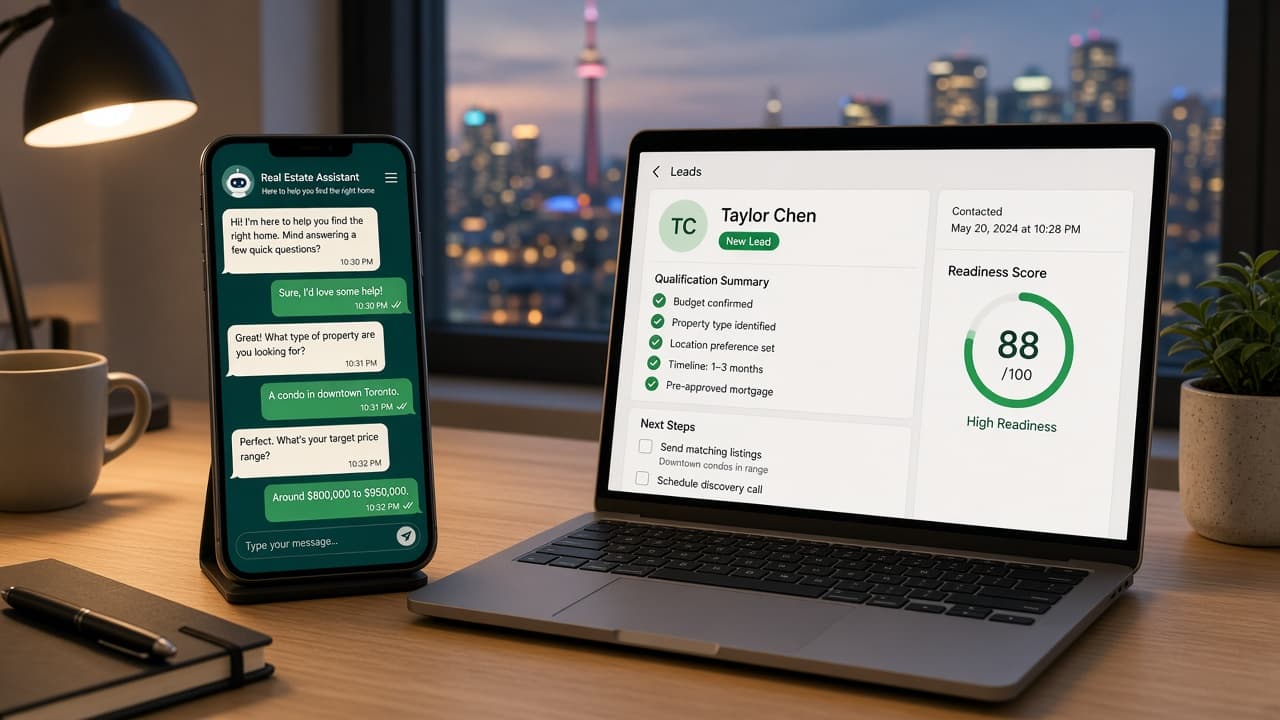 AI real estate assistant qualifying an inquiry and scoring the lead