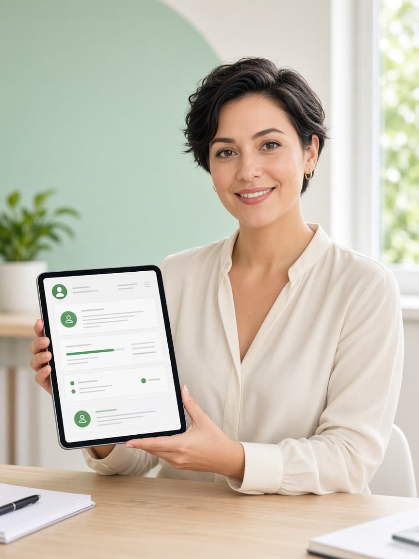 Professional reviewing a clear lead profile after intake