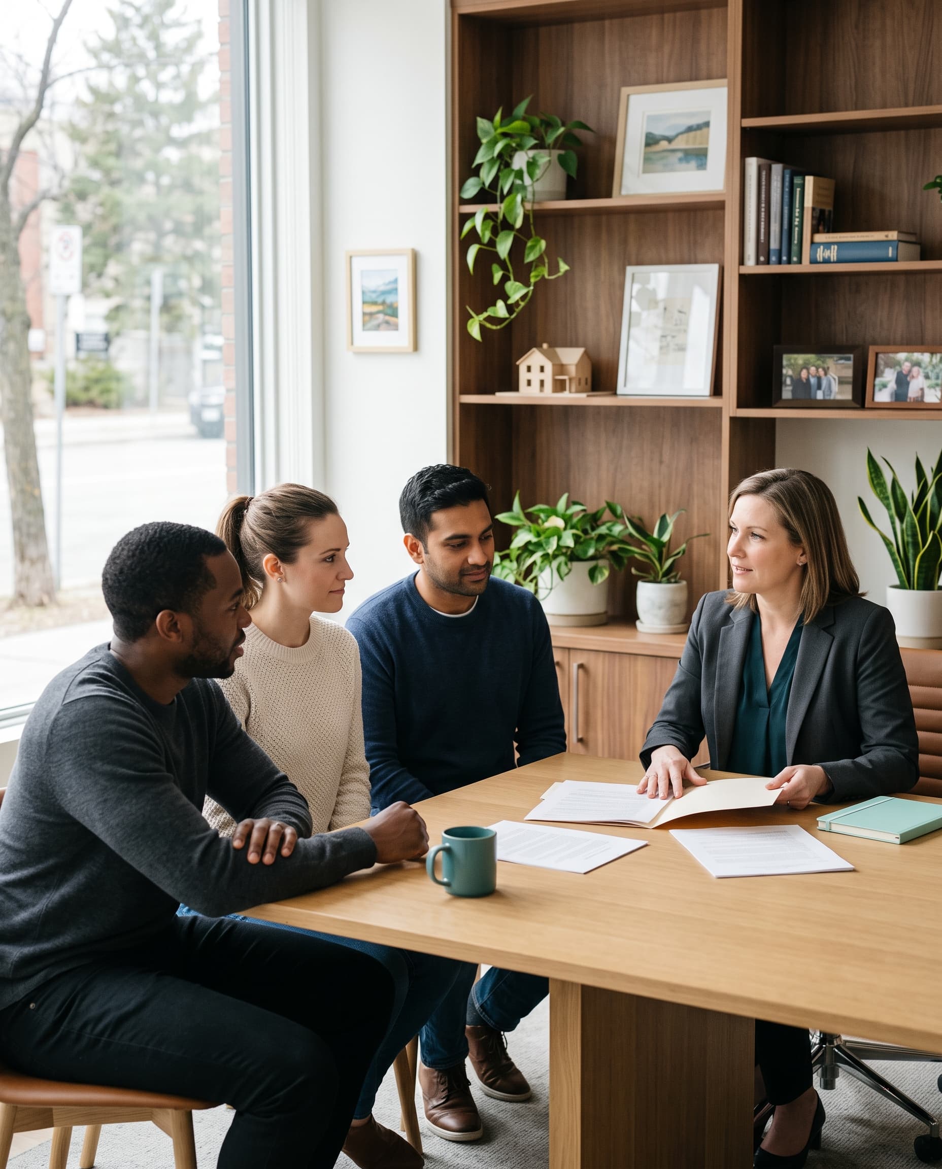 Real estate lawyer meeting with prospective clients